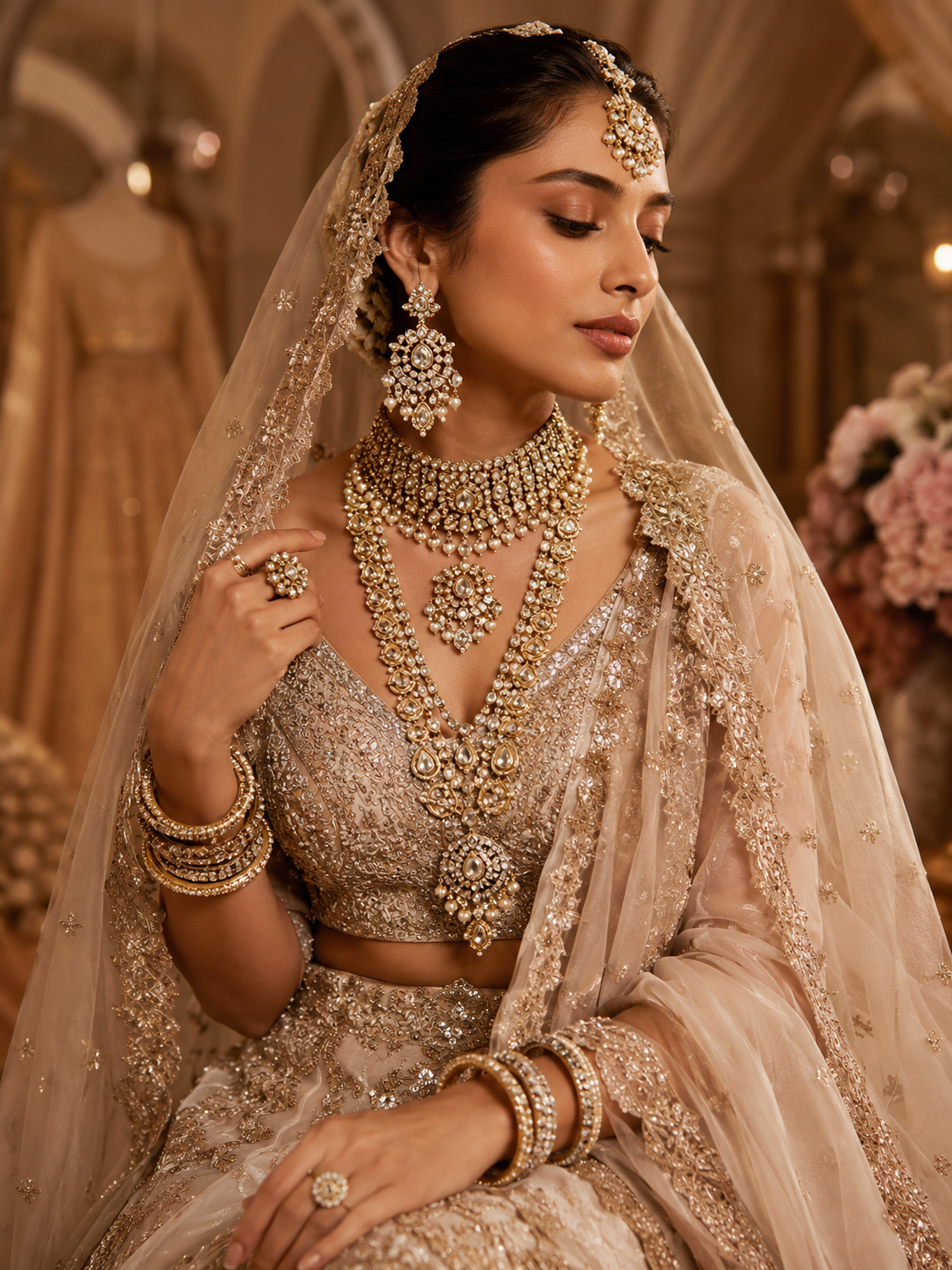 Indian bride in heavy gold jewellery